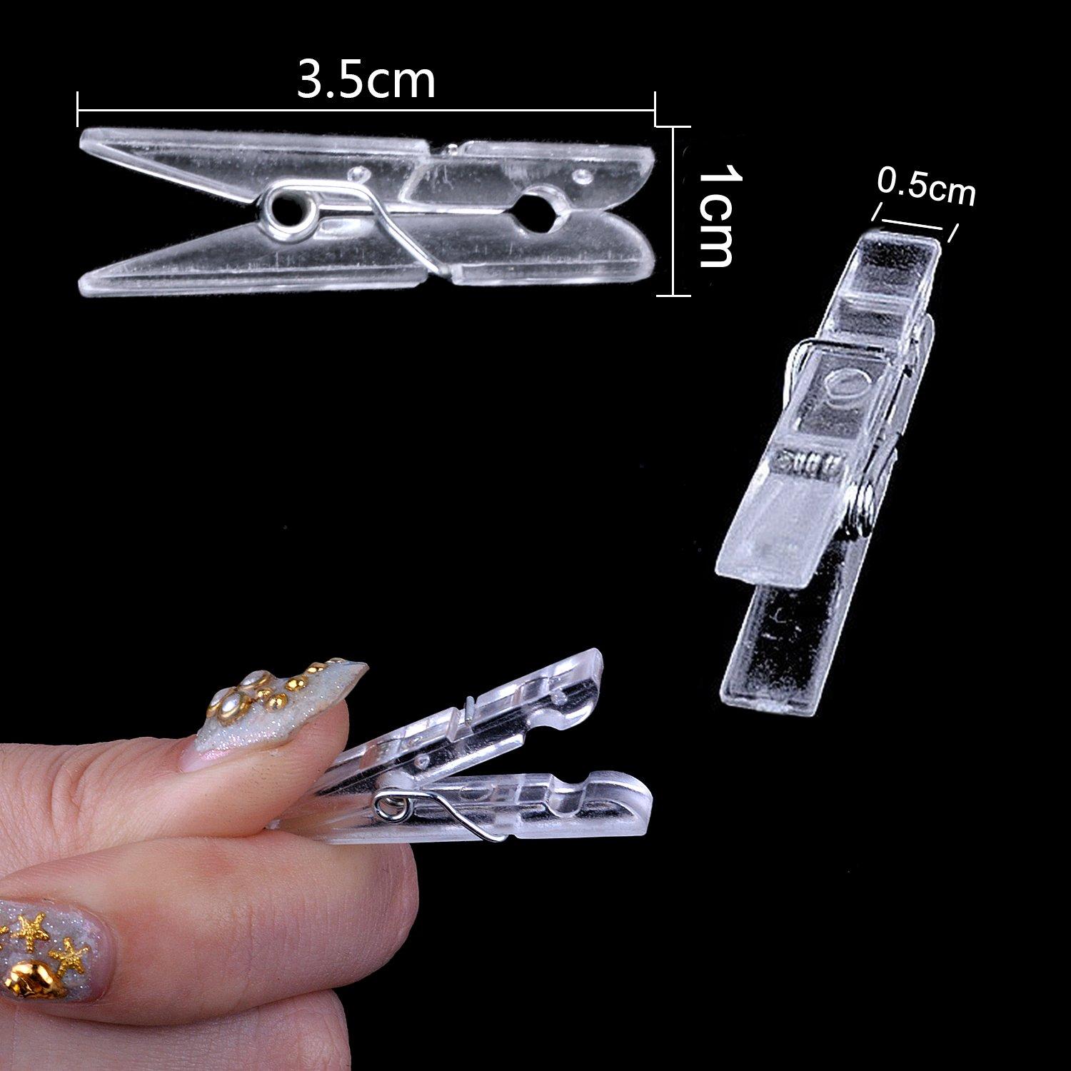 Bonayuanda 100pcs Mini Clear Plastic Utility Paper Clip, Clothespins