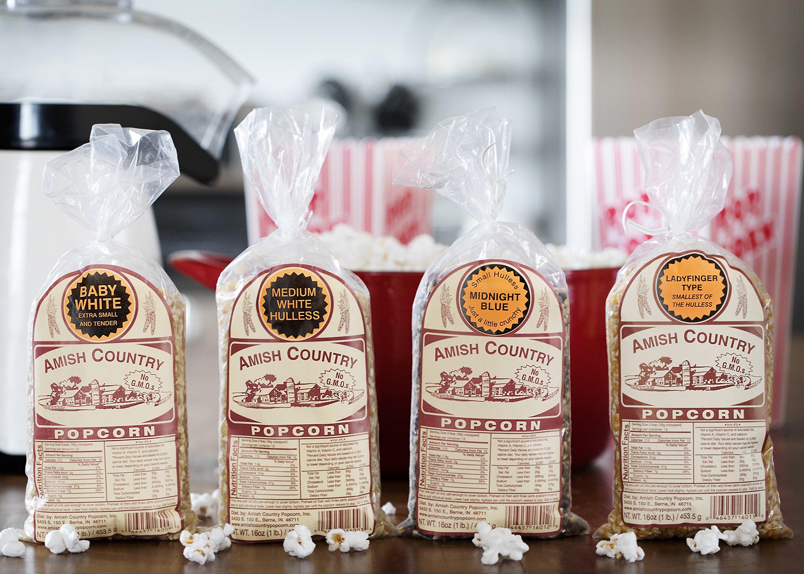 Amish Country Popcorn 4 (1) Lb Variety Bundle with Recipe Guide Baby